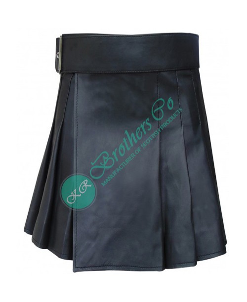 Black leather kilt with adjustable belt